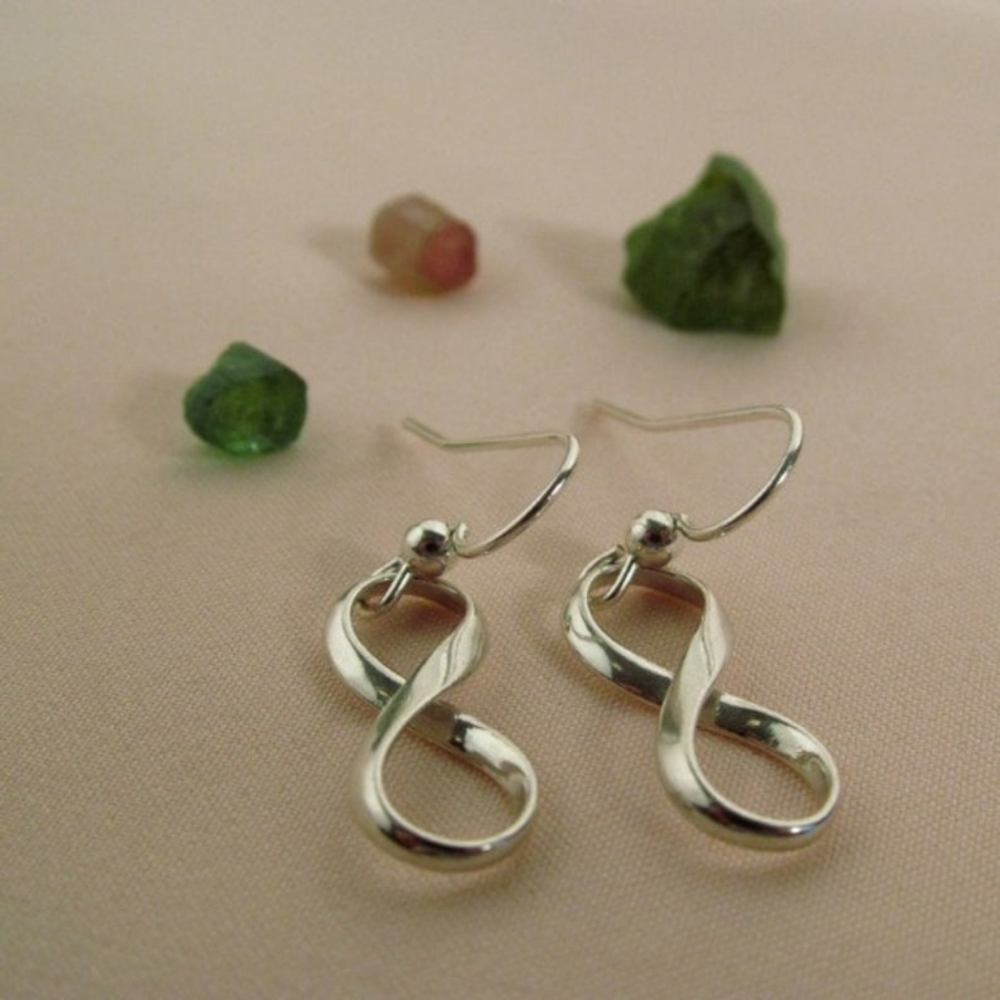 Mobius Silver Small Infinity Earrings, Dangling I… - image 7